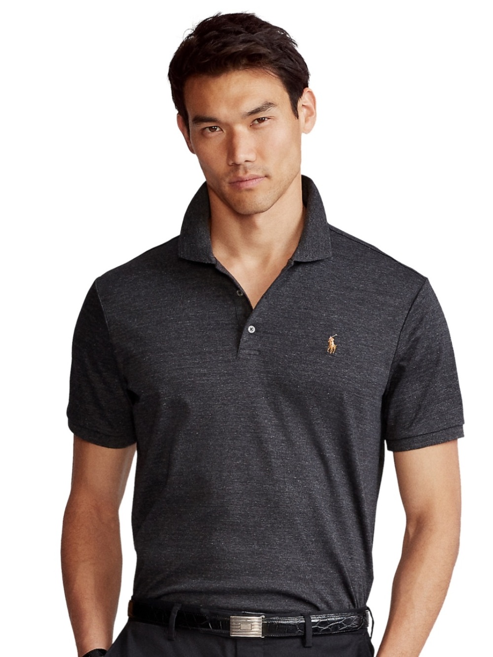 RALPH LAUREN POLO 3 Button Polo Charcoal Grey/Black Big & Tall Men Size XXL/TTG